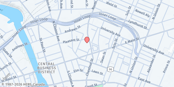 Map showing Life Center Food Pantry - The Father's House at 111 North Chestnut Street, Rochester, NY