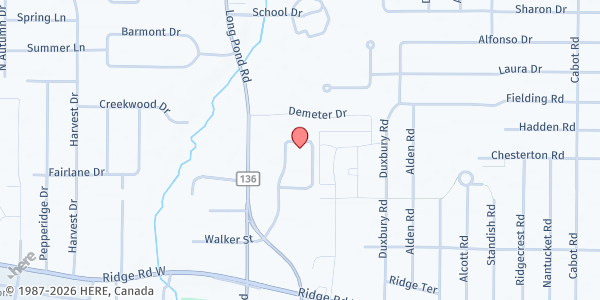 Map showing Long Pond Senior Housing at 1 GBC Parkway, Rochester, NY