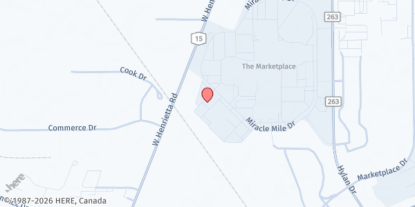 Map showing Marketplace Senior Apartments at 1100 Miracle Mile Drive, Rochester, NY