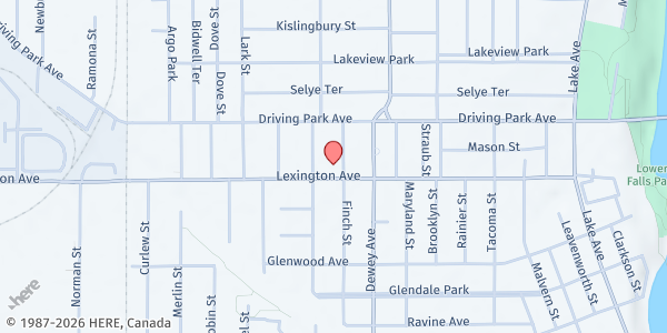 Map showing Mary's Place Refugee Outreach at 414 Lexington Ave, Rochester, NY