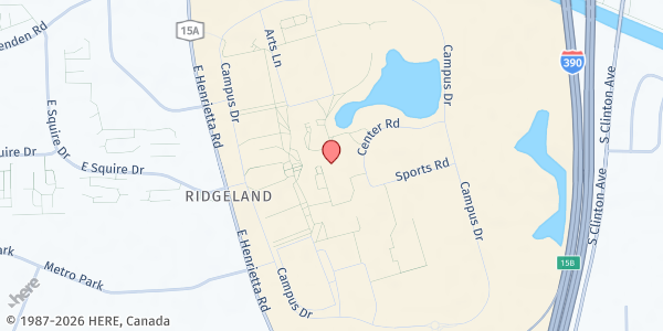 Map showing MCC Brighton Campus Residence Hall at 1000 East Henrietta Road, Rochester, NY