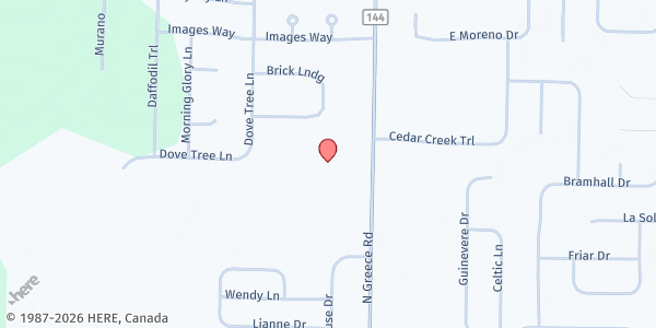 Map showing North Greece Road Church of Christ at 1039 North Greece Road, Rochester, NY