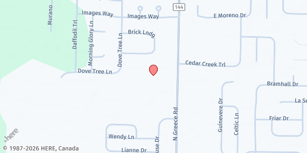 Map showing North Greece Road Church of Christ at 1039 North Greece Road, Rochester, NY