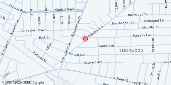 Map showing RAIHN-Roch Area Interfaith at 142 Webster Ave, Rochester, NY