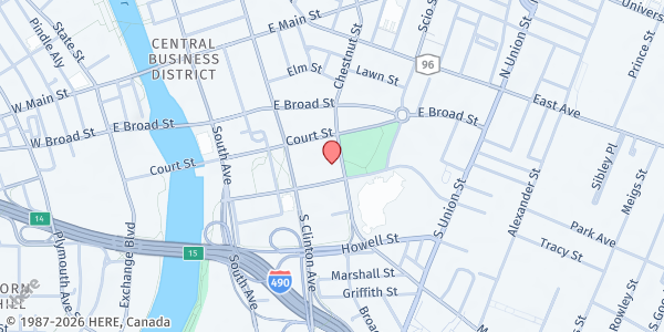 Map showing REOC Food Pantry at 161 Chestnut Street, Rochester, NY
