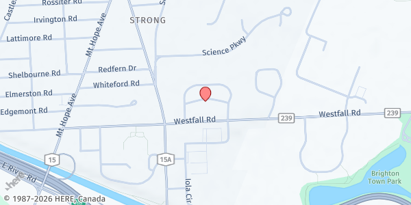 Map showing Rochester Highlands at 47 Green Knolls Drive, Rochester, NY