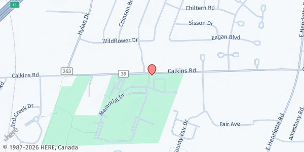 Map showing Rush Henrietta Food Terminal at 595 Calkins Road, Rochester, NY