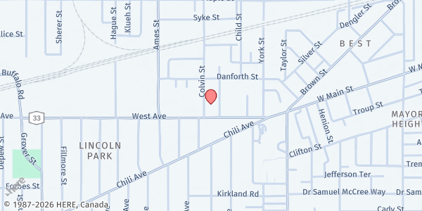 Map showing Salvation Army Emergency Food Assistance at 100 West Avenue, Rochester, NY