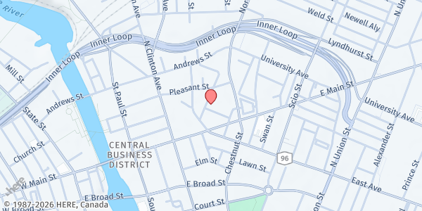 Map showing Salvation Army Soup Kitchen at 70 Liberty Pole Way, Rochester, NY
