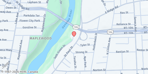 Map showing Seneca Towers at 200 Seth Green Dr, Rochester, NY