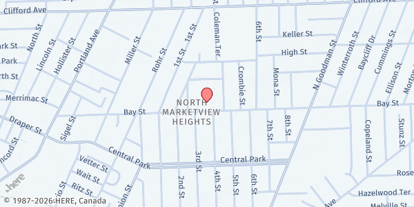 Map showing Sister Mary Regis Food Cupboard at 316 Bay Street, Rochester, NY