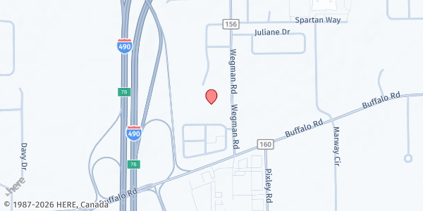 Map showing Southwest Ecumenical Ministries at 1049 Wegman Rd, Rochester, NY