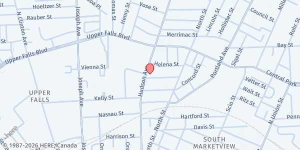 Map showing Straight from the Heart Meal Program at 292 Hudson Avenue, Rochester, NY