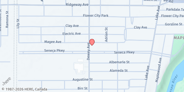 Map showing Sweet Ida Mae's Pantry at 1274 Dewey Ave, Rochester, NY