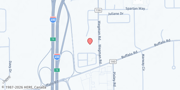 Map showing Swem Community Services Inc at 1049 Wegman Rd, Rochester, NY