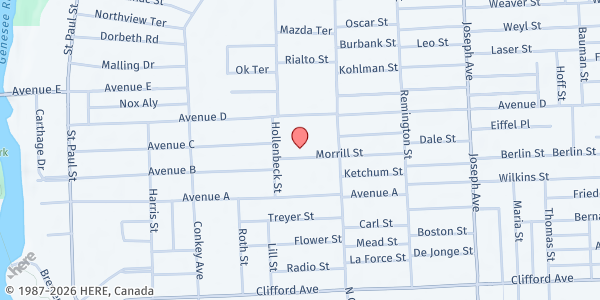 Map showing Tailor Square Apartments at 1155 North Clinton Ave., Rochester, NY