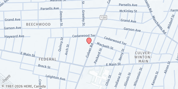 Map showing The Hub at Elite at 919 Culver Rd, Rochester, NY