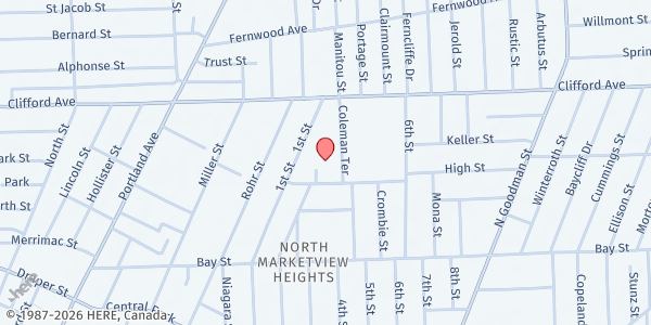 Map showing The Vineyard Farm at 126 Sander St., Rochester, NY