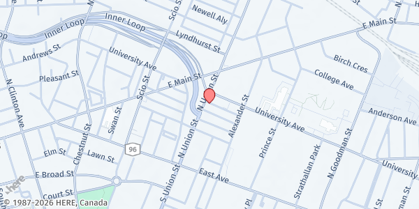 Map showing The Word of the Cross at 76 North Union Street, Rochester, NY