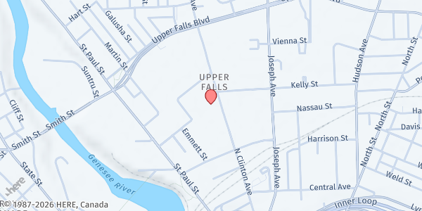 Map showing Trenton and Pamela Jackson R-Center at 485 North Clinton Ave., Rochester, NY