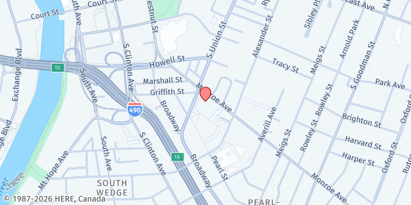 Map showing Trillium Health Daily Bread Food Program at 259 Monroe Ave, Rochester, NY