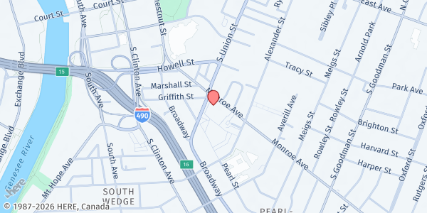 Map showing Trillium Health Soup Kitchen at 259 Monroe Ave, Rochester, NY