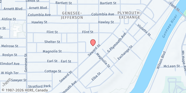 Map showing Willie Walker Lightfoot R-Center at 271 Flint Street, Rochester, NY
