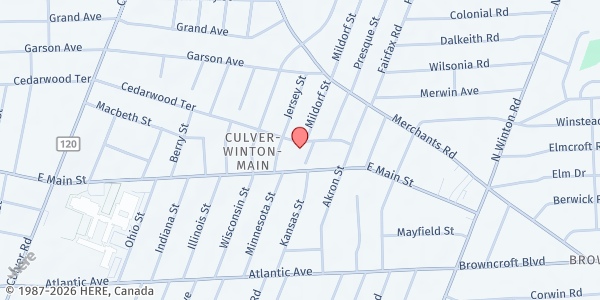 Map showing Winton Garden Towers at 2052 East Main St, Rochester, NY