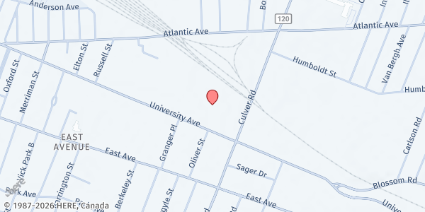 Map showing Yellow Ribbon Cupboard - I AM ISIAH at 1100 University Avenue-Ste 112, Rochester, NY