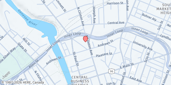 Map showing YWCA Apartments - Parking Lot at 175 N. Clinton Ave., Rochester, NY