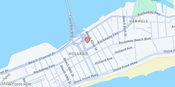 Map showing First Congregational Church at 320 Beach 94th Street, Rockaway Beach, NY