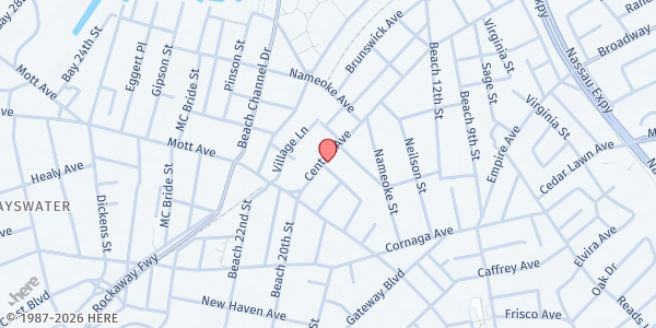 Map showing JEWISH COMMUNITY COUNCIL OF THE ROCKAWAY PENINSULA at 1525 CENTRAL AVE, Rockaway, NY