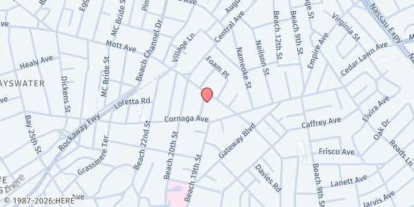 Map showing United Methodist Center in Far Rockaway at 1032 BEACH 19TH STREET, ROCKAWAY, NY