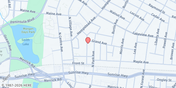 Map showing Hispanic Brotherhood,Inc. at 59 Clinton Ave, Rockville Centre, NY