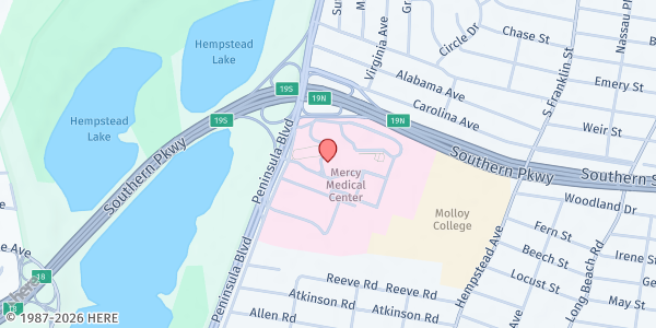 Map showing Mercy Medical WIC at 1000 N Village Ave, Rockville Centre, NY