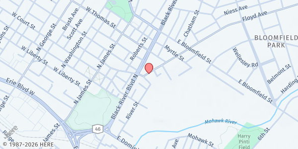 Map showing Mission of the Christ Child Food Pantry at 400 Floyd Ave, Rome, NY