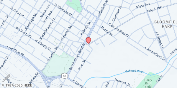 Map showing Mission of the Christ Child Food Pantry at 400 Floyd Avenue, Rome, NY