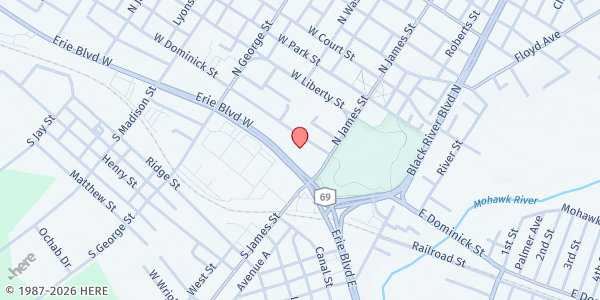 Map showing Rome WIC Office at 139 W Dominick St, Rome, NY