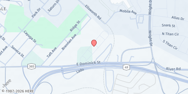 Map showing The Church of St. John the Baptist at 210 E. Dominic St, Rome, NY