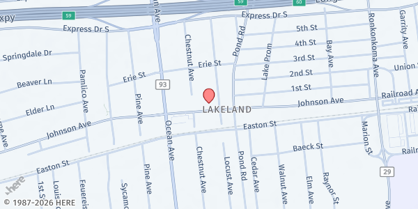 Map showing MHAW Ronkonkoma Food Pantry at 939 Johnson Ave, Ronkonkoma, NY