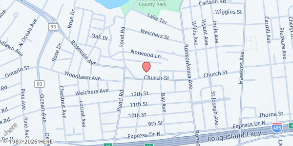 Map showing St Joseph's Shepherds Table SK at 45 Church Street, Ronkonkoma, NY
