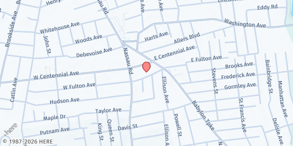 Map showing Eglise Pentecotiste de Pecheurs D'Hommes at 47 East Fulton Ave, Roosevelt, NY