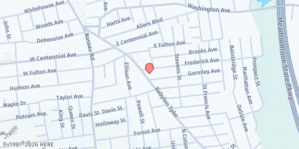 Map showing Feed My Sheep Memorial Presbyterian Church at 189 Babylon Turnpike, Roosevelt , NY