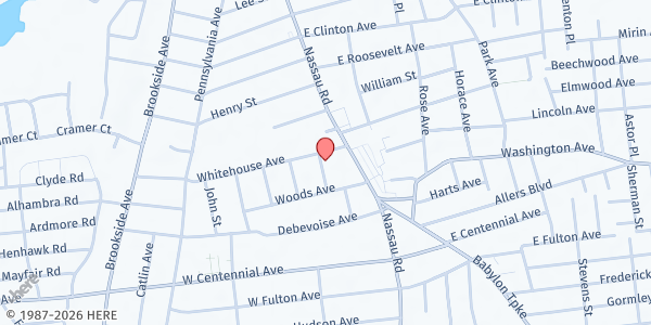 Map showing First United Methodist Church at 30 Union Pl., Roosevelt, NY