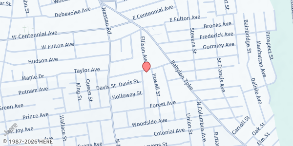 Map showing Harvest for the World Inc. FP at 90 Pleasant Avenue, Roosevelt, NY