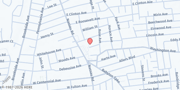 Map showing Helping Hand of Roosevelt at 39 Mansfield Ave, Roosevelt, NY