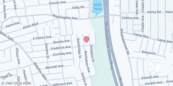 Map showing Ladles of Hope - Food Pantry at 243 Fredricks Ave, Roosevelt, NY
