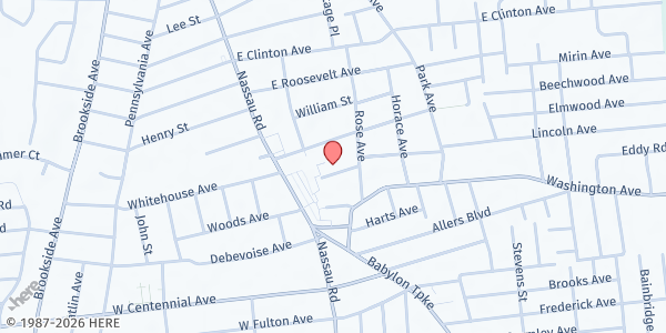 Map showing Mount Sinai Baptist Church Cathedral at 55 Mansfield Avenue, Roosevelt, NY