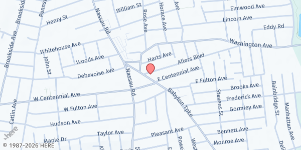 Map showing Naomi Temple Community FP at 59 Babylon Turnpike, Roosevelt, NY