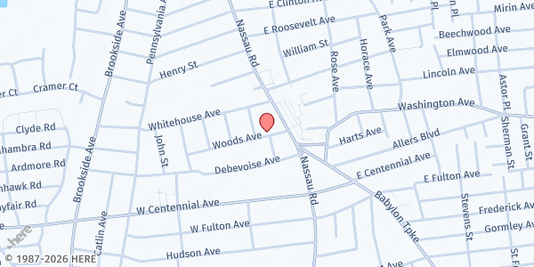 Map showing The Way Community at 24 Woods Ave, Roosevelt, NY